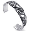 Hpolw Mens Womens Stainless Steel Bracelet Vintage Carp Fish Cuff Bangle Black Silver