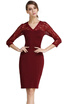Womens V-Neck Lace Yoke Dress with 34 Sleeves