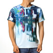 Mens Small Town Scenery Printed Short Sleeve Round Neck Pullover T-Shirts