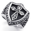 Hpolw Mens Top quality 316 stainless steel Retro Punk Fashion Corss Simple Design Crystal Ring