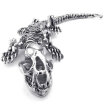 Hpolw Mens Stainless Steel Bracelet Gothic Dinosaur Skull Skeleton Silver