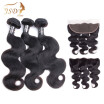 JSDshine Peruvian Virgin Hair Bundles with Frontal Body Wave with Frontal Human Hair Peruvian Hair with Frontal Closure