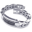 Hpolw Mens Stainless Steel Bracelet Links Bangle Silver Black