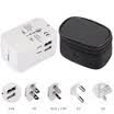 Adaptador de viaje multifuncional HHT202 Conector internacional Puerto de carga USB dual Bolsa de protección para caídas universal de CA