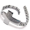 Hpolw silver Stainless Steel Cross white crystal Bolt buttoned BraceletsQuality guaranteecolorfastsell very well