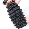 10A Unprocessed Virgin Peruvian Deep Wave Curly Remy Human Hair Weaves 3 Bundles Natural Black Color Can Bleach 613 2 Years Life