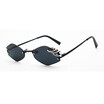 SHAUNA Unique Iron Rings Decoration Women Rimless Sunglasses Retro Men Dark Green Punk Glasses UV400