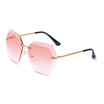 SHAUNA Classic Oversize Women Rimless Sunglasses Fashion Ladies Pink Gradient Lens Glasses