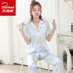 Arctic velvet pajamas womens four seasons spinning silk short-sleeved cardigan printing home service four seasons youth Korean temperament ladies home service suit cute bunny XL