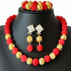 Fine Nigerian Woman Jewelry Set New Ball Beaded Necklace Dubai Wedding Beads Jewelry Set African Jewelry Sets Free Shipping