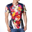 Fashion Mens Short Sleeve Round Neck Pullover Floral Printing T-Shirt