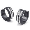 Hpolw Mens Cubic Zirconia Stainless Steel Stud Huggie Hoop Earrings Set Black