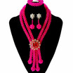 2018 Hand Made Pink India Crystal Beads Bridal Jewelry Nigerian Wedding Costume Necklace African Beads Jewelry Set For Women