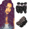 Ishow Malaysian Virgin Hair 7A Loose Wave Ear to Ear Lace Frontal Closure With 3 Bundles Human Hair Bundles With 134 Frontal