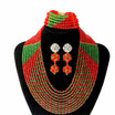Grass Green And Red Hand Made African Beaded Necklace Nigerian Wedding Beads Jewelry Set Bridal Clothing Jewelry Free Shipping