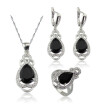 EIOLZJ Fashion Beautiful Black Cubic zirconia Silver Plated Jewelry Sets for Women Free Jewelry Box