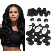 Peruvian Virgin Hair With Closure 7A Unprocessed Lace Closure With Bundles Human Hair Weave Peruvian Body Wave With Closure