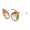 SHAUNA Oversize Luxury Crystal Decoration Women Cat Eye Sunglasses Spring Hinges Fashion Ladies Gradient Lens Eyeglasses