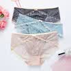Yu Zhaolin Ms Womens Lace Sexy Mid-Waist Briefs No Trace Hips Gray Purple Bean Paste M Free Size