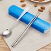 Ou Runzhe stainless steel portable tableware chopsticks spoon set blue 2 sets