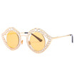 SHAUNA Bling Bling Crystal Decoration Women Cat Eye Sunglasses Fashion Eye Sharp Men Champagne Lens Glasses UV400