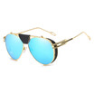 SHAUNA Retro Men Folding Pilot Sunglasses Fashion PU Leather Decoration Women Punk Sun Glasses UV400