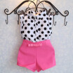 2pcs Baby Clothing Set Girl Child Kid Polka Dot T shirt Tops Pink Pants Shorts