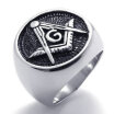 Hpolw Stainless Steel Carving G letter Black Enamel Mens RingQuality guaranteecolorfastsell very well