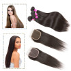 Glary 8A Brazilian Human Hair 4 Bundles with Closure Silky Straight Weaves 100 Unprocessed Virgin Hair Extensions Natural Black