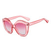 SHAUNA Crystal Decoration Lip Sharp Women Cat Eye Sunglasses Oversize Ladies GradientClear Lens Shades UV400