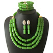 AMYNOVA 4 Rows of Orange Imitation Coral Nigerian Wedding Beads Jewelry Set Bridal Jewelry African Costume Jewelry Set for Women