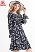 L XL XXL 3XL 4XL 5XL plus size elegant autumn 2018 women dress long sleeve large size blue flower print vintage midi office lady