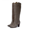 Suede knee high boots women high heels for sping autumn leather boots