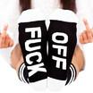 Man&39s Cotton Casual Letters Fuck Off Printed Stripe Breathable Middle Socks