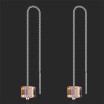 Geometric Square Crystal from Austrian Long Drop Earrings Bohemia 925 Sterling Silver Needle Fashion Jewelry 28941