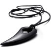 Hpolw Mens Black Stainless Steel Wolf Teeth Alpha Spear Pendant Adjustable Chain Necklace