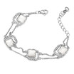 Womens Double Lines Shell Cross Flower Link Chain Bracelet