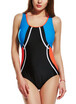 2018 Women Sporty One Piece Swimsuit Racer Back Contrast Splicing Padded Swimwear Playsuit