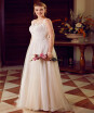 Princess Illusion A Line Neck Sweep Train Tulle Over Lace Wedding Dresses with Appliques Draping by CIRCELEE