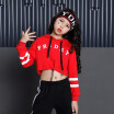 Girls Street Dance Clothing Kids Black Red Letter Crop Hoodie Top With Long Sleeves Pant 2pcs Teenage Clothes Set For Girls