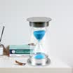 TaTanice Regalo creativo Reloj de arena Regalo de cumpleaños Temporizador Decoración de escritorio Muebles de dormitorio Joyería Enviar amigos Enviar Niños Cubierta de plata Arena azul TSL1120 Enviar 1 Tarjeta de felicitación
