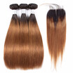 HCDIVA Hair Ombre Brazilian Hair Straight Ombre Bundles With Closure 3 Ombre Human Hair Bundles With Closure Virgin T1B30