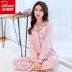 Arctic velvet cotton pajamas womens four seasons home service can be worn outside long-sleeved cardigan cotton casual home service suit B541102312-8 cute cactus L
