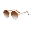 SHAUNA Fashion Half Frame Women Round Sunglasses Brand Designer Men Punk Style Shades UV400