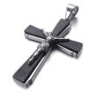 Hpolw Retro Hot Sale Charm Jewelry Mens Stainless Steel 316L Black Jesus Crucifixion Cross Pendant Necklace18-26 inch Chain