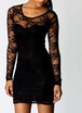 Floral Lace Sheer Long Sleeve Womens Bodycon Mini Dress Homecoming Dress