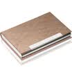Excellent UHOO 6606 business card holder coffee gold silk pattern 1 box large capacity card case