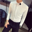 High Quality Tuxedo Shirt Men Slim Fit Long Sleeve Solid Social Party Dress Shirts Night Club Casual Blouses Homme Hot Sale 2XL