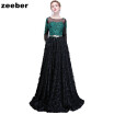 plus size bridesmaid mother of the bride dresses formal party evening dresses long black lace sleeves gown for wedding party