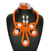 New African Wedding Jewelry Sets Fashion Crystal Bridal Statement Necklace Nigerian Beads Jewelry Red Coral Jewelry Sets For Women